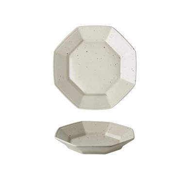 Imagem de Pratos de jantar octogonais de cerâmica 19 cm porcelana lanche prato de jantar caseiro criativo pratos de frutas microondas forno lava-louças prato lateral seguro (branco)