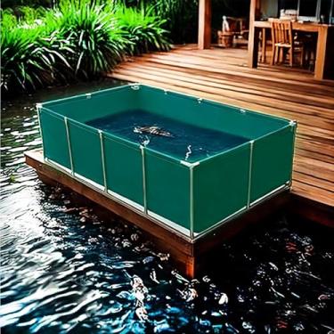 Imagem de Bolsa de PVC portátil à prova d'água para lagos e piscinas - válvula de drenagem multifuncional, tela dobrável para cultura de peixes para abastecimento de água de emergência, 100 x 100 x 60 cm
