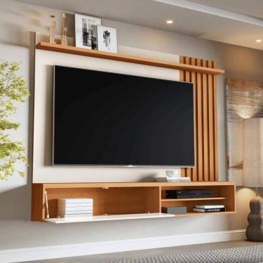 Imagem de Painel Tv Ripado Rack Suspenso Sala Estar Off White Nature Off White Nature