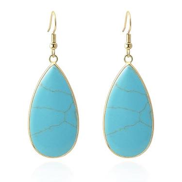 Imagem de XGALBLA Brincos de pedra de cura de cristal com pingente de lágrima para mulheres, joias coloridas da moda, Zinco, Sem pedra preciosa