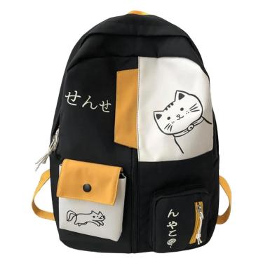 Imagem de Mochila Gatinho Feminina Escolar Viagem Casual Cute Coreana