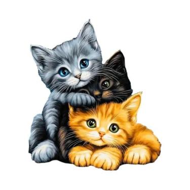 Imagem de Kit De Pintura Em Mosaico De Diamantes De Animais (Gato) Momoart, Bord