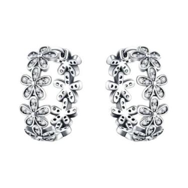 Imagem de Brincos De Argola Femininos Em Prata Esterlina 925 Com Zircônias Color