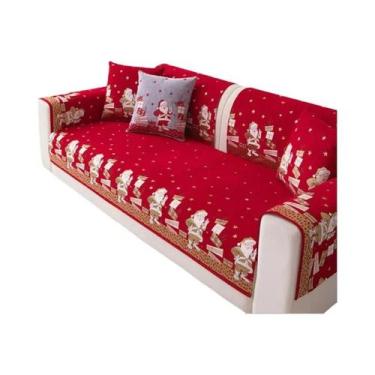 Imagem de Tapete De Sofá Antiderrapante Em Chenille Vermelho Do Papai Noel Para 