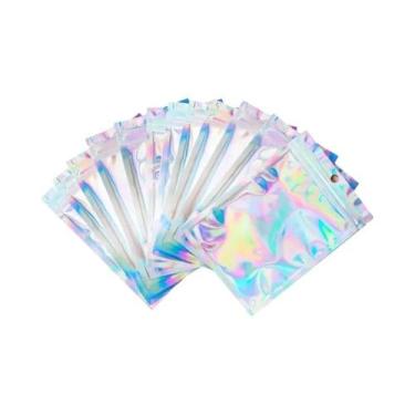 Imagem de Sacos Ziplock Holográficos Mylar À Prova De Cheiro, Reutilizáveis, Par