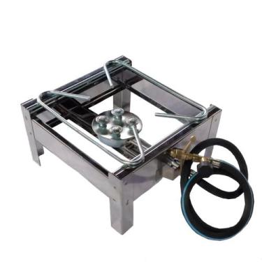 Imagem de Fogão Inox 1 Boca Industrial Alta Pressão Potente Já incluso Mangueira