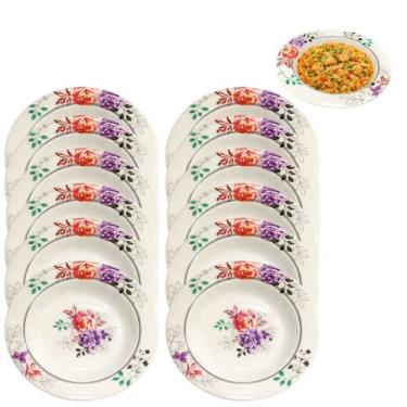 Imagem de 12 Pratos Fundo Melamina Floral 25cm Uso Restaurante - New Goods