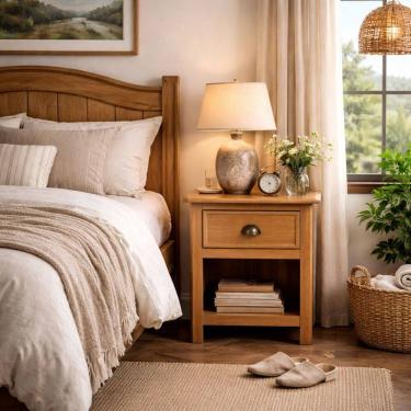 Imagem de Mesa de Cabeceira Madeira Maciça Boho Rústica Mesinha Quarto