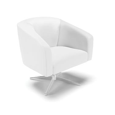 Imagem de Poltrona Decorativa Giratória Cromada Stella Sintético Branco D03 - D'Rossi