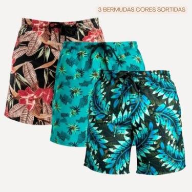 Imagem de Kit 3 Bermuda Neymar Colorida Tactel Calção Praia Mauricinho-Masculino