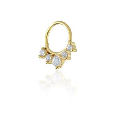 Imagem de Piercing de furo piuka argola torção 8mm lindy coroa zircônias dourado
