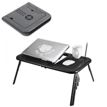 Imagem de Mesa Notebook Com Ventoinha Dupla Touch Dobrável Articulada Para Cama E Sofá