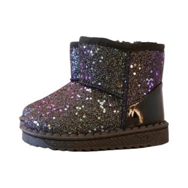 Imagem de Botas De Neve Infantis Rosa Com Lantejoulas Para Meninas, Quentes De A