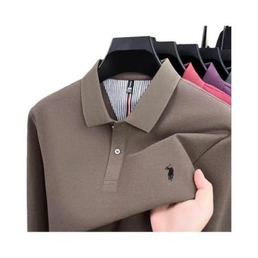 Imagem de Camisa POLO Masculina De Algodão Para Outono E Inverno, Manga Longa, M