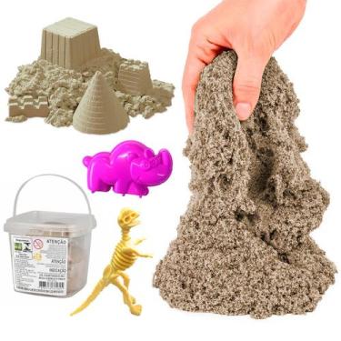 Imagem de Kit Areia Cinética Sensorial Com Moldes E Fóssil Dinossauro Brinquedo 