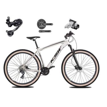 Imagem de Bicicleta Aro 29 Ksw Xlt Câmbio Traseiro Shimano Deore e Altus 27v Freio Hidráulico Garfo Com Trava Pneu Faixa Bege - Branco