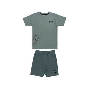 Imagem de Conjunto Curto Tigor T Tigre Camiseta e Bermuda Fun2 Verde-Masculino