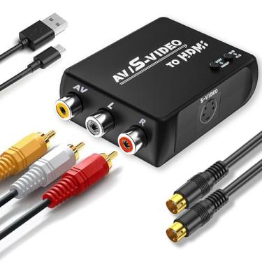 Imagem de WNNZVCC Conversor S de vídeo para HDMI, conversor AV RCA para HDMI, inclui cabo RCA + cabo de vídeo S + cabo USB.