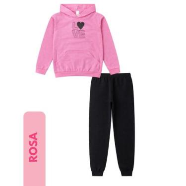 Imagem de Conjunto Moletom Infantil Juvenil Feminino Blusa e Calça Flanelado, co