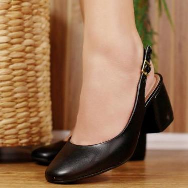 Imagem de Scarpin Beira Rio Salto Bloco Médio SlingBack 4304.109 Cor:PretoTamanh