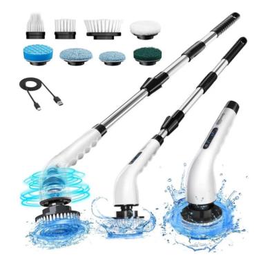 Imagem de Escova de Limpeza Elétrica Recarregável MOP 7 em 1 para Faxina com Esfregão Rotativo sem Fio Ajustável para Janela