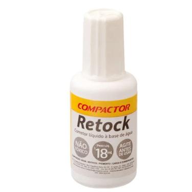 Imagem de Corretivo Líquido Compactor Retock de Alta Cobertura Frasco 18ML para Uso Escolar e Escritório