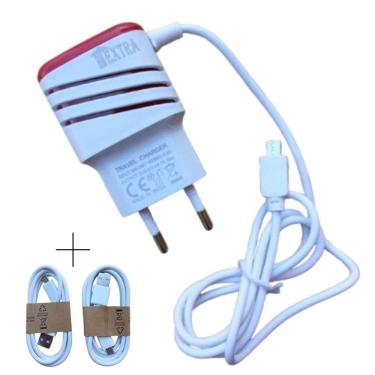 Imagem de Carregador Turbo de Parede 5.1A Dual USB + 2 Cabos V8 Micro USB