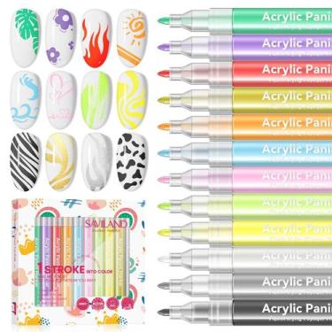 Imagem de Conjunto de Canetas para Nail Art Saviland - 12 Cores Acrílicas 3D