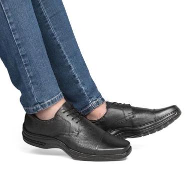 Imagem de Sapato Social Casual Masculino Com Cadarço Ortopédico Em couro Premium