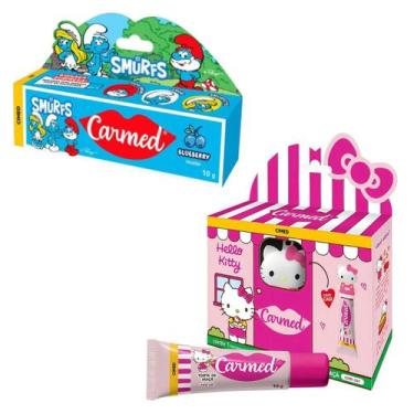 Imagem de Protetor Labial Carmed 1 Hello Kitty 1 Smurfs Colecionadores