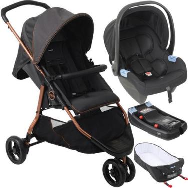 Imagem de Carrinho com Moises Bebe Conforto Base Burigotto CR3 22 Gray Cobre