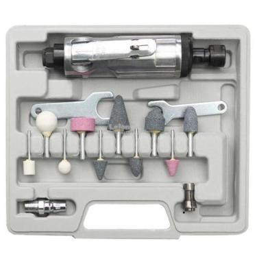 Imagem de Kit Mini Retifica Pneumatica Lixadeira Politriz Esmerilhadeira Com Ace
