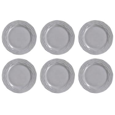 Imagem de Kit 6 Pratos Rasos Cinza Ondas Germer Porcelanas