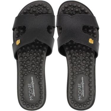 Imagem de Tamanco Anabela Slide Modare Napa Nature Aplique Feminino, Preto, 36