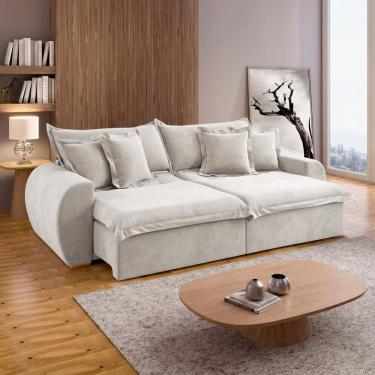 Imagem de Sofá Cama Retrátil e Reclinável 2 Lugares Pés Madeira Maciça 220cm Imperatriz Yescasa B...