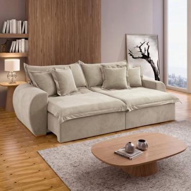 Imagem de Sofá Cama Retrátil e Reclinável 2 Lugares Pés Madeira Maciça 220Cm Imperatriz Yescasa B...