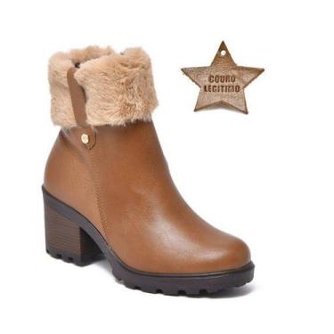 Imagem de Bota Feminina Via Marte Couro Legítimo 227501, Camel deserto, 35