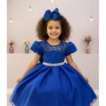 Imagem de Vestido Infantil Azul Royal para Festa com Tule e Glitter - Fabuloso A