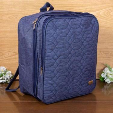 Imagem de Mochila mala maternidade detalhe costura marinho - Era Uma Vez