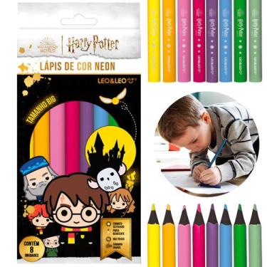 Imagem de Lápis De Cor Big Neon Harry Potter 8 Cores Sextavado Leo&leo - Leonora