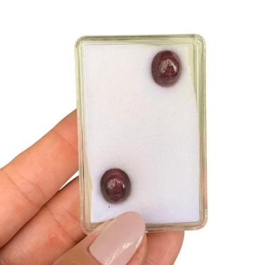 Imagem de Turmalina Rubelita Olho-de-Gato Oval Cabochão Par 10,55ct - SP GEMAS