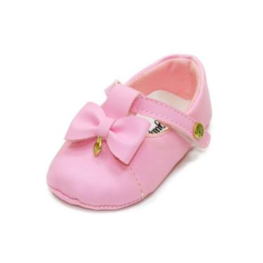 Imagem de Sapatilha para Bebê Maguilu com Laço e Pingente Rosa Peonia, Rosa clar