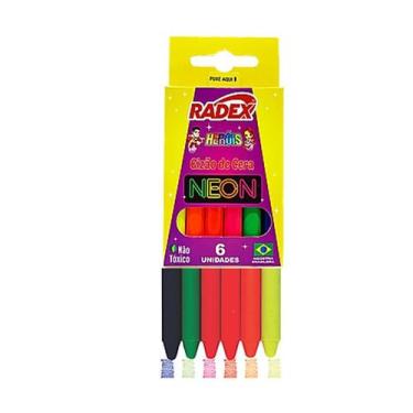 Imagem de Giz De Cera Cor Neon Metálico Glitter e Tons da Face Radex Herois Gizã