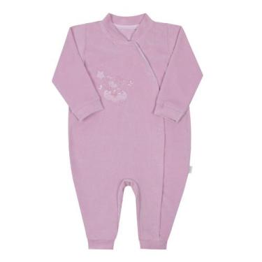 Imagem de Macacão Bebê Manga Longa Plush Apeluciado Quentinho Rosa - Letut, RN, 
