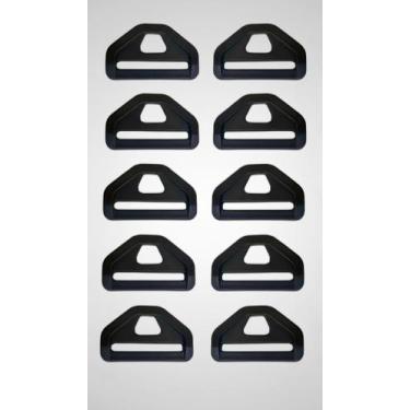 Imagem de Kit 10 Argolas Triangulares Plástico 40mm Preto - Congratulations Stor