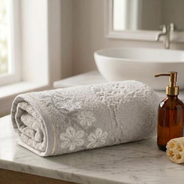 Imagem de Toalha de Rosto Eva 50x80CM 94% Algodão 440g-m2 Macia e com Alta Absorção Branco Döhler 50CM