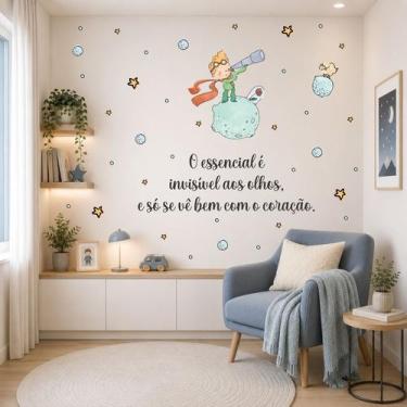 Imagem de adesivo do pequeno príncipe essencial é invisível aos olhos decoração 