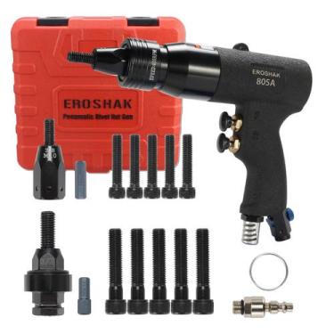 Imagem de Kit Pistola Pneumática para Porcas Rebite EROSHAK 805A M10 M12