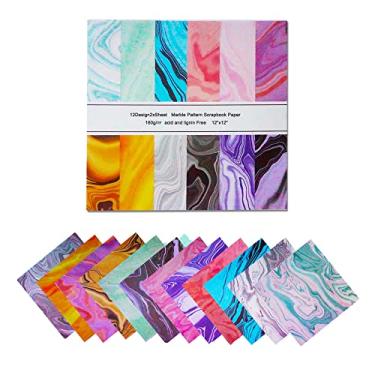 Imagem de Bestgift Blocos de papel para scrapbooking, bloco de papel de cartolina marmorizada, 30,5 x 30,48 cm, impressões unilaterais, cartolina 160 g/m², coleção de fundo livre de ácido para álbum de fotos, artesanato, diário DIY - 24 folhas