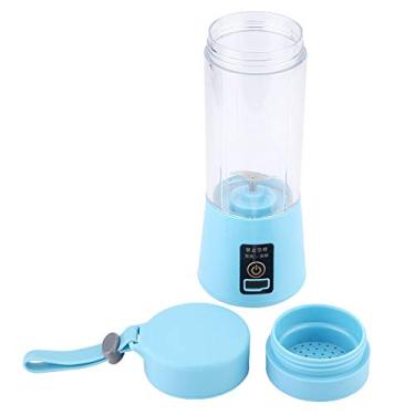 Imagem de Liquidificador elétrico portátil USB para suco de frutas, extrator de sucos, misturador de alimentos pequenos vegetais, frutas, misturador de milkshake com lâmina dupla (azul)